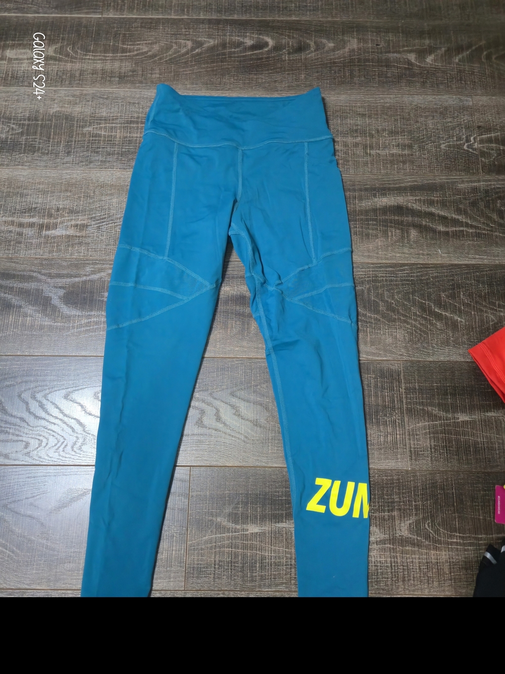Zumba Fitness Teal Leggings with Yellow ZUM Logo